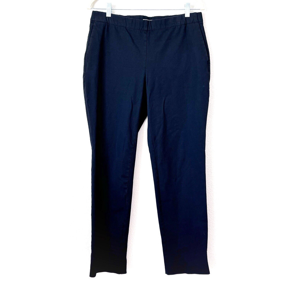 J Jill Premium Bi-Stretch Black Pants Size 12 High Rise Pull On Pockets Straight